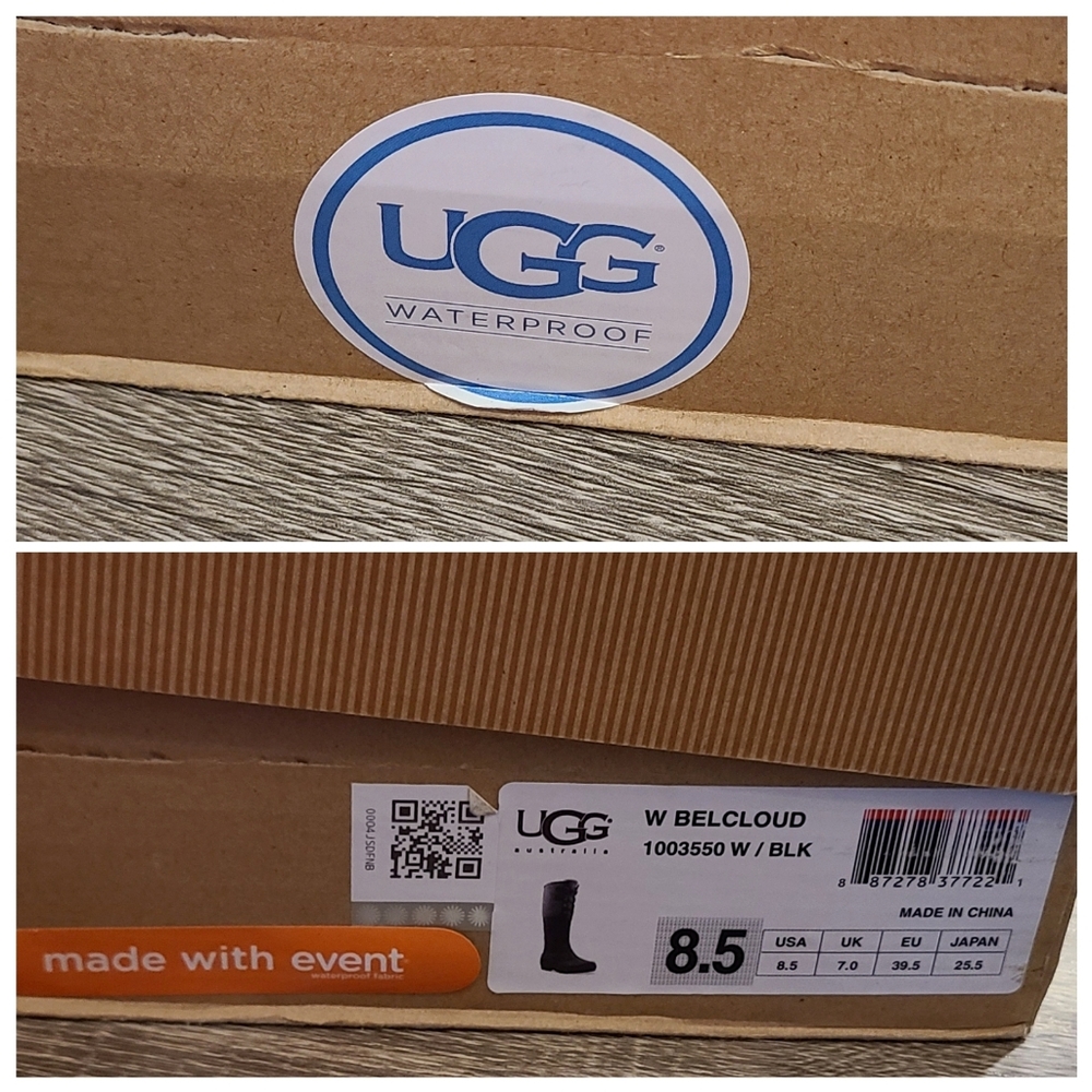 🆕️UGG Belcloud Duck Boots Black Waterproof Hiking Gorpcore Sz 8.5 Indie Sleeze - Picture 4 of 14